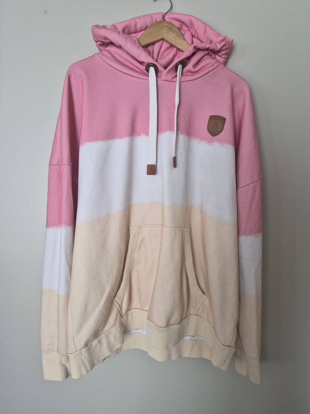 Wanakome Canada XL Pink White Peach Colourblock Oversized Hoodie